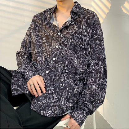 Mens Temperament Fashion Casual Printed Shirt