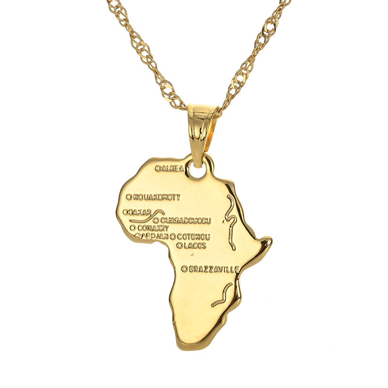 Golden Africa Map Necklace