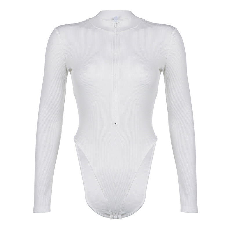 Round Neck Threaded Bodysuit Women