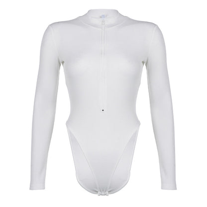 Round Neck Threaded Bodysuit Women