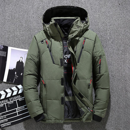 Winter Thick Men Solid Hooded Coats Detachable Jacket