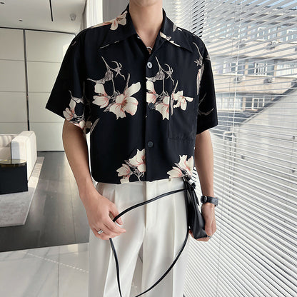 Summer Drape Thin Floral Shirt For Men