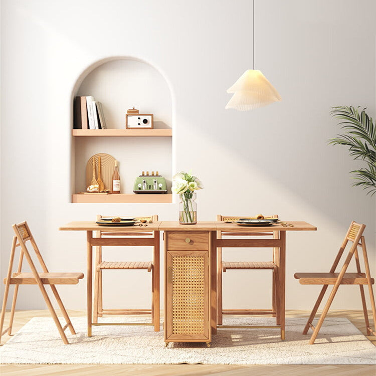 Home Multifunctional Rattan Log Folding Dining Table