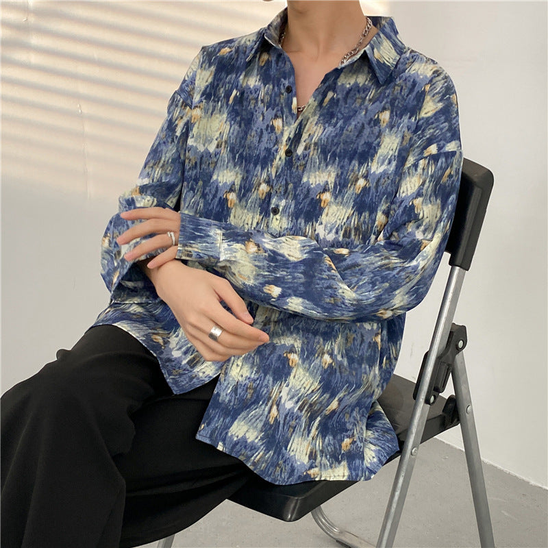 Mens Temperament Fashion Casual Printed Shirt