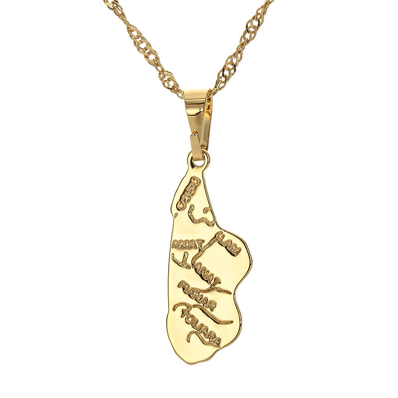 Golden Africa Map Necklace