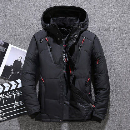 Winter Thick Men Solid Hooded Coats Detachable Jacket