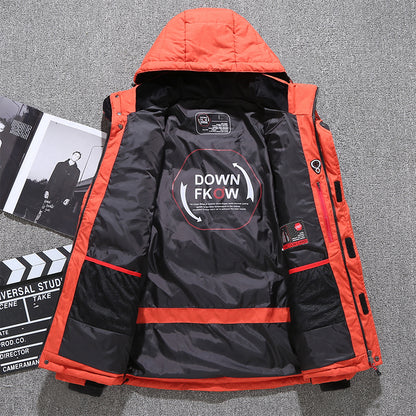 Winter Thick Men Solid Hooded Coats Detachable Jacket