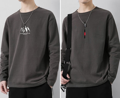 Loose Casual Cotton Long Sleeve T-Shirt For Men