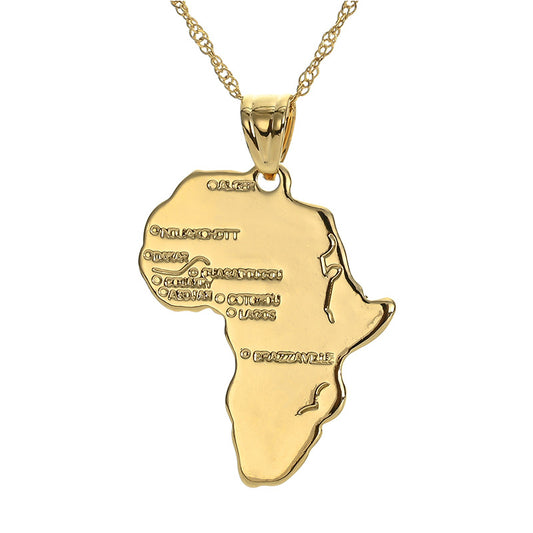 Golden Africa Map Necklace