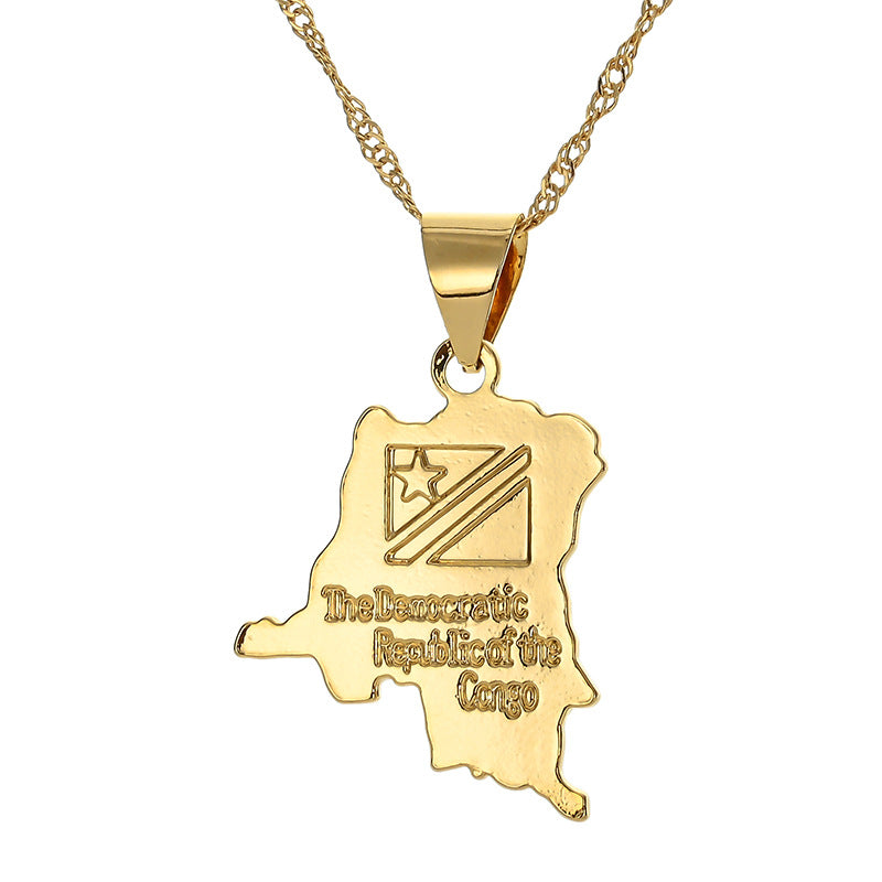 Golden Africa Map Necklace