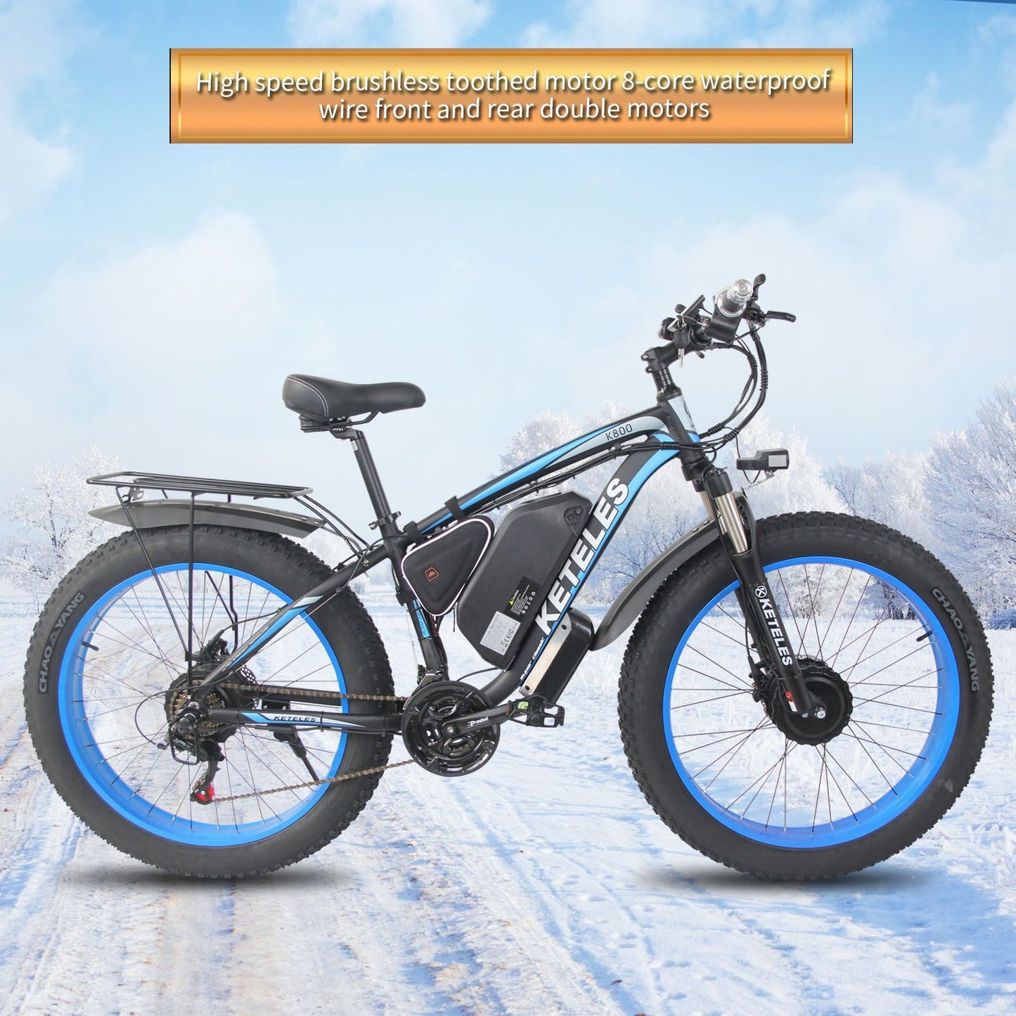 Front And Rear Dual Motor Electric Bicycle 21 Speed Oil Brake Lithium Battery