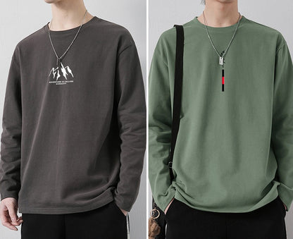 Loose Casual Cotton Long Sleeve T-Shirt For Men