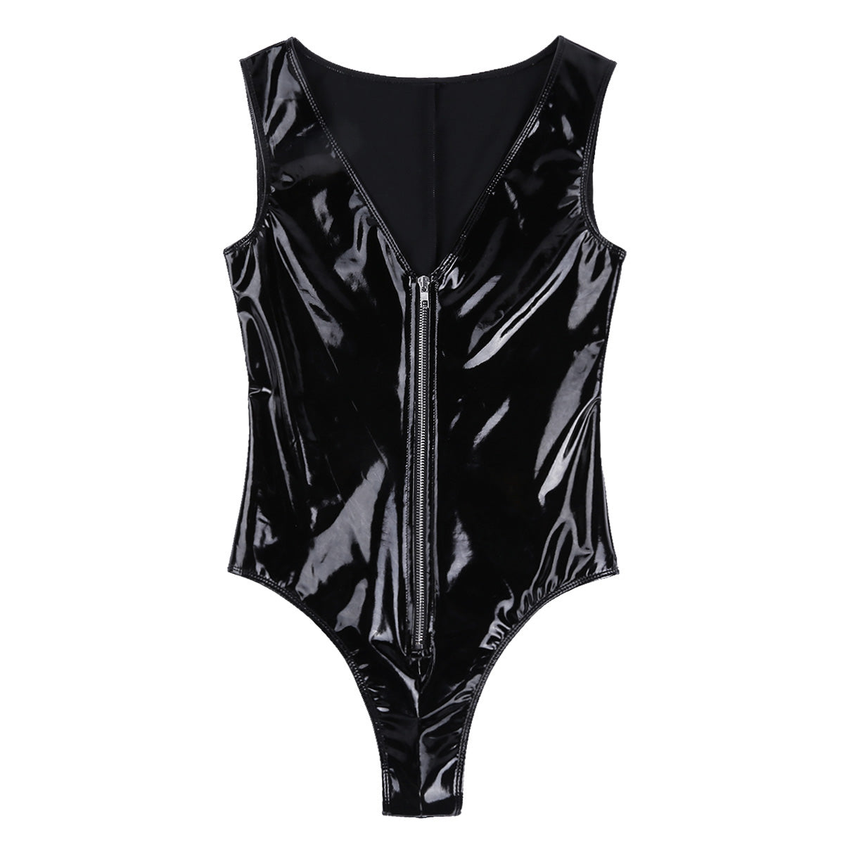 Women's Black Latex Bedroom Bodysuit