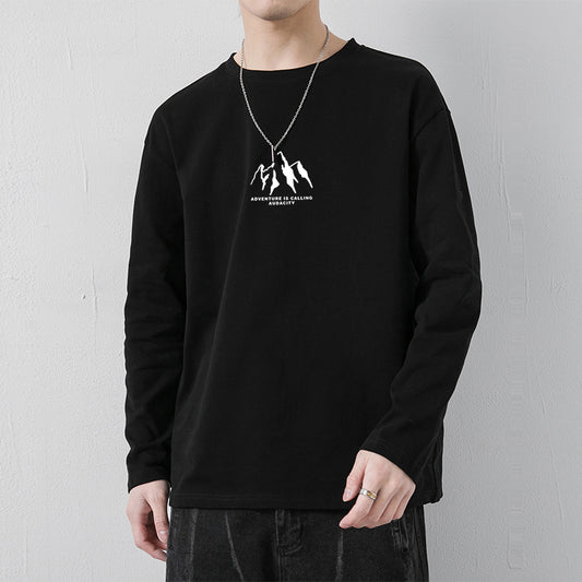 Loose Casual Cotton Long Sleeve T-Shirt For Men