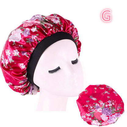 Beauty Print Satin Silk Bonnet Sleep Night Cap