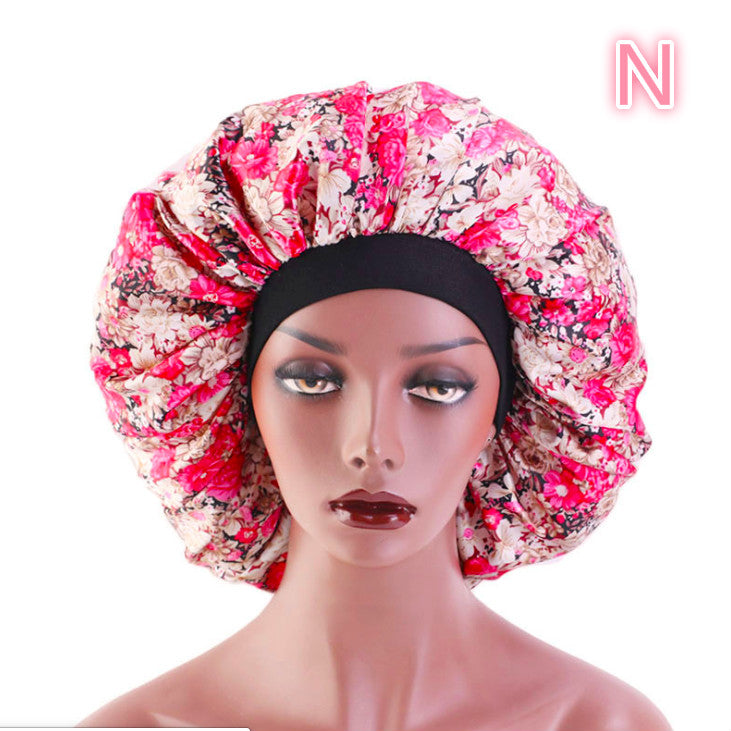 Beauty Print Satin Silk Bonnet Sleep Night Cap