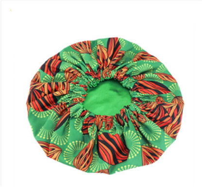 Pattern Satin Linned Bonnet Women Long Ribbon Headwrap