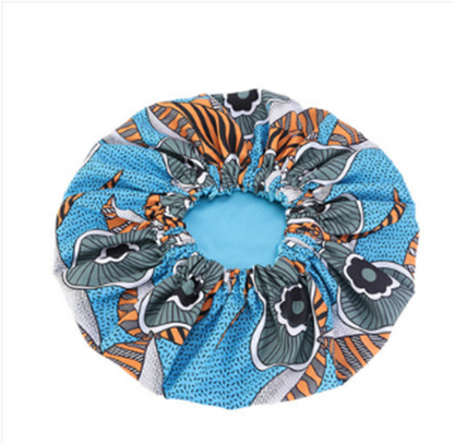 Pattern Satin Linned Bonnet Women Long Ribbon Headwrap