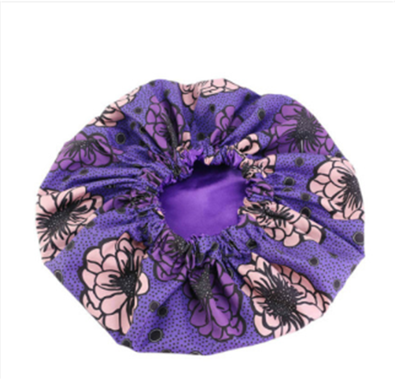 Pattern Satin Linned Bonnet Women Long Ribbon Headwrap