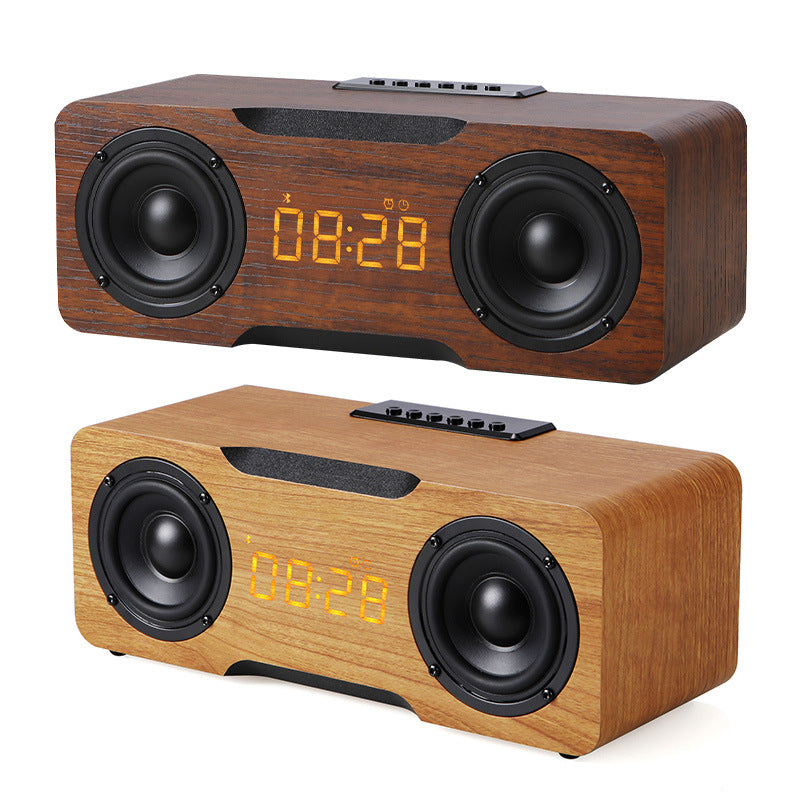 Wooden Clock Bluetooth Speaker, Support U Disk TF Card Function, Home Desktop Speaker