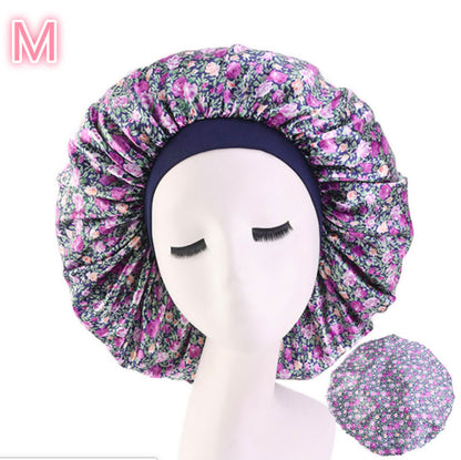 Beauty Print Satin Silk Bonnet Sleep Night Cap